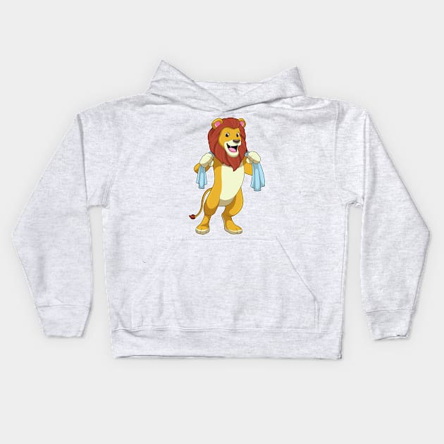 Lion with Towel for Shower Kids Hoodie by Markus Schnabel